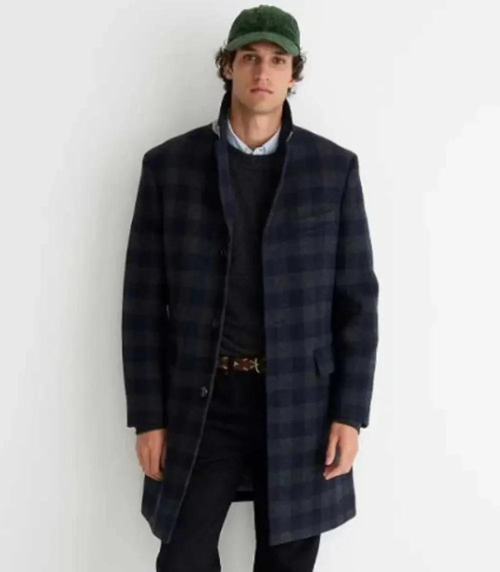J. Crew Ludlow Topcoat Wool Blend Plaid Check Overcoat Jacket Quilted Coat, 36S